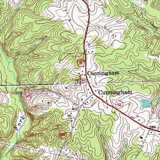 Topographic Map of Cunningham United Methodist Church, VA
