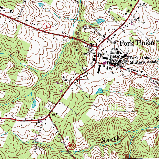Topographic Map of Fork Union Presbyterian Church, VA