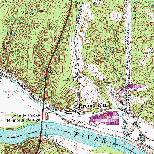 Topographic Map of Grace Cemetery, VA