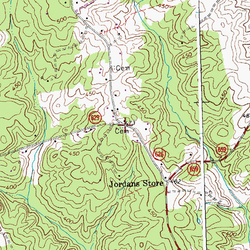 Topographic Map of Henson Cemetery, VA