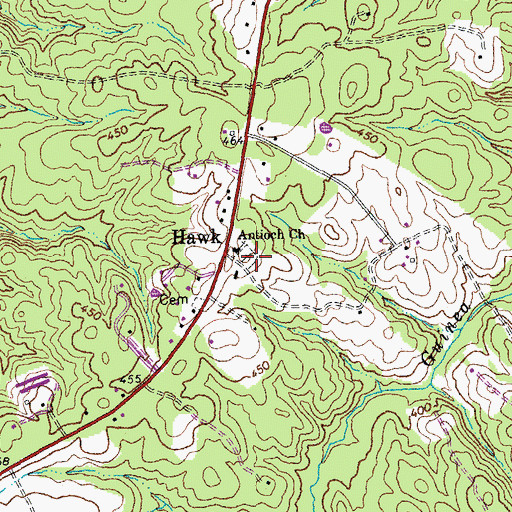 Topographic Map of Antioch Cemetery, VA