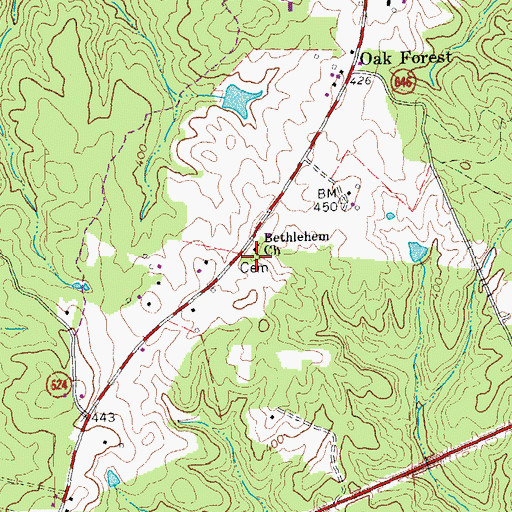 Topographic Map of Bethlehem Cemetery, VA