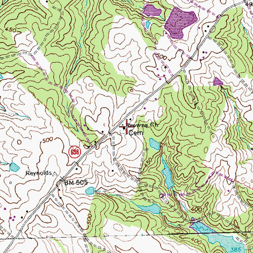 Topographic Map of Browns Cemetery, VA