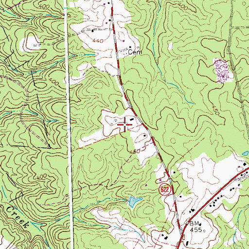 Topographic Map of Cumberland County, VA