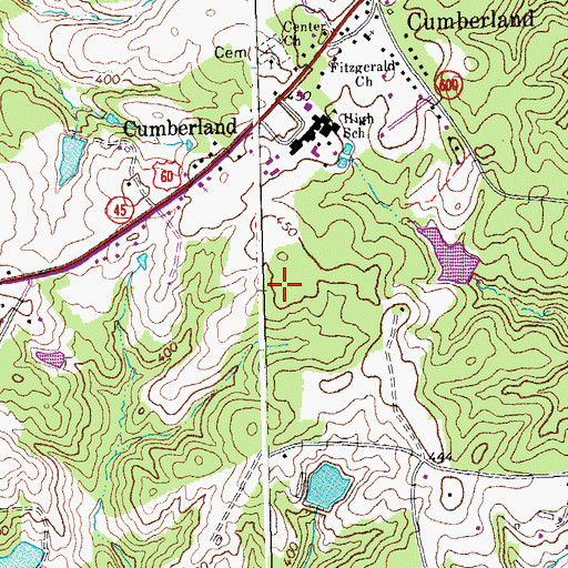 Topographic Map of Cumberland County High School, VA