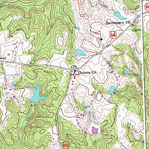 Topographic Map of Guinea Cemetery, VA