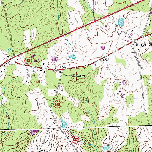 Topographic Map of Hill Cemetery, VA