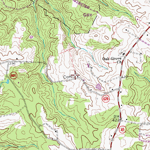 Topographic Map of Meador Cemetery, VA