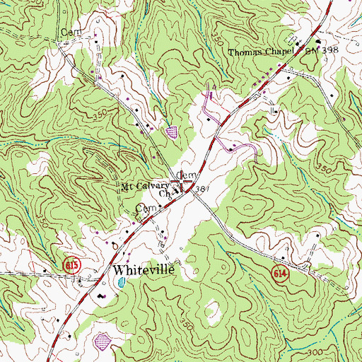 Topographic Map of Mount Calvary Cemetery, VA