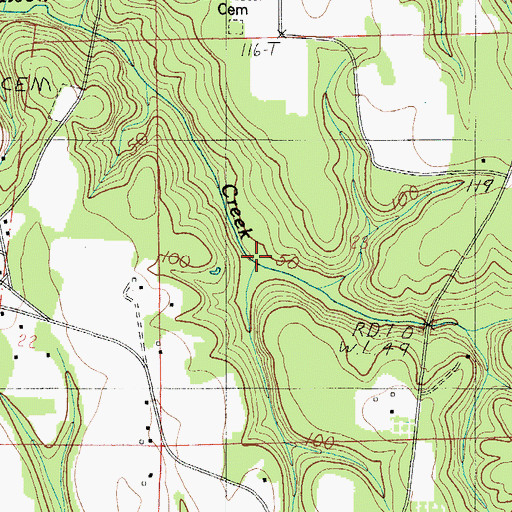 Topographic Map of Watsons Mill (historical), AL
