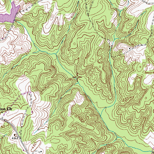 Topographic Map of Simpsons Mill (historical), VA