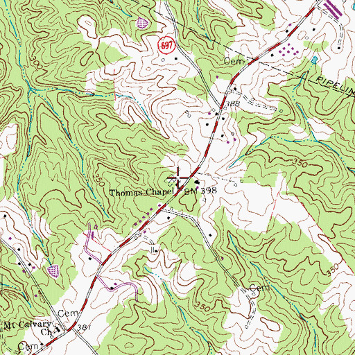 Topographic Map of Thomas Chapel Cemetery, VA