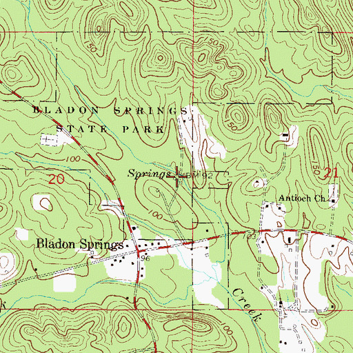 Topographic Map of Bladon Springs, AL