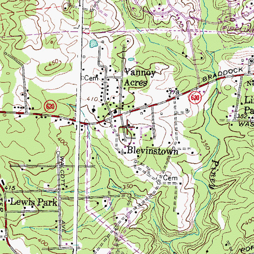 Topographic Map of Blevinstown, VA