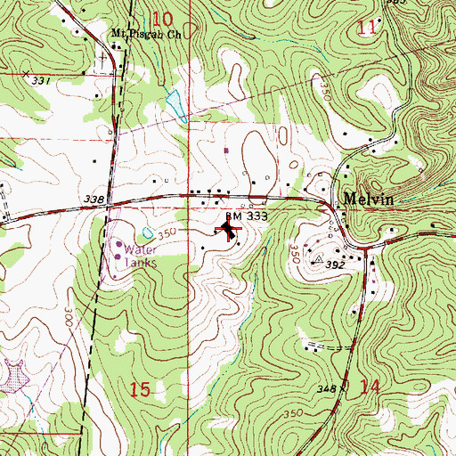 Topographic Map of Melvin Junior High School (historical), AL