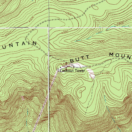 Topographic Map of Butt Mountain, VA