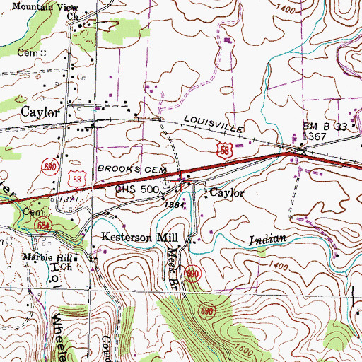 Topographic Map of Caylor, VA