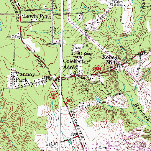 Topographic Map of Colchester Acres, VA