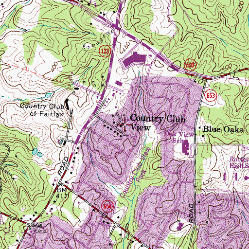 Topographic Map of Country Club View, VA