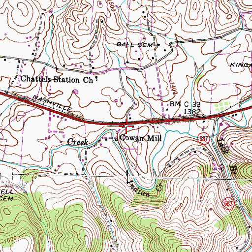 Topographic Map of Cowan Mill, VA