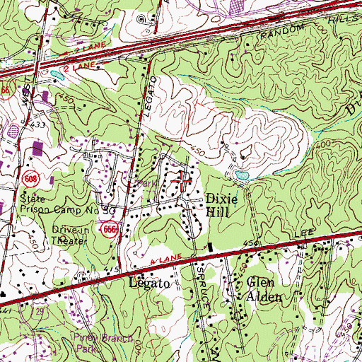 Topographic Map of Dixie Hill, VA