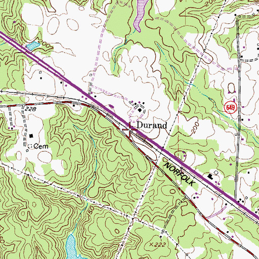 Topographic Map of Durand, VA