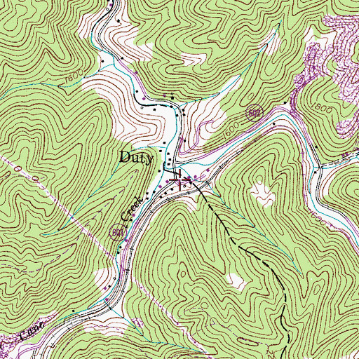 Topographic Map of Duty, VA