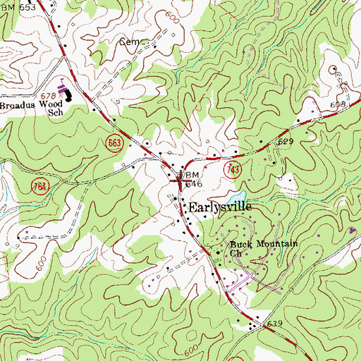 Topographic Map of Earlysville, VA