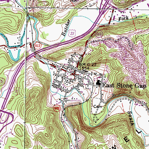 Topographic Map of East Stone Gap, VA