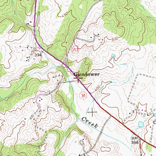Topographic Map of Glendower, VA