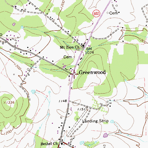 Topographic Map of Greenwood, VA