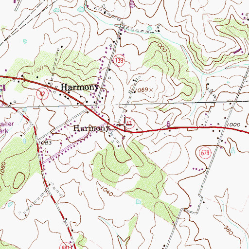 Topographic Map of Harmony, VA