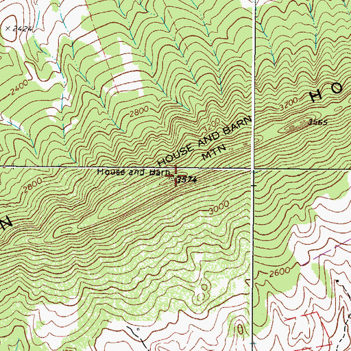 Topographic Map of House and Barn Mountain, VA