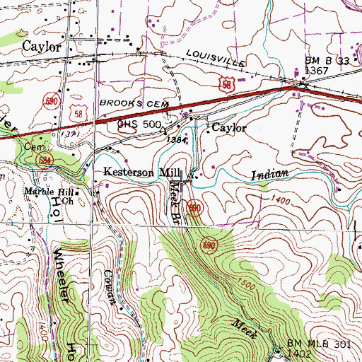 Topographic Map of Kesterson Mill, VA