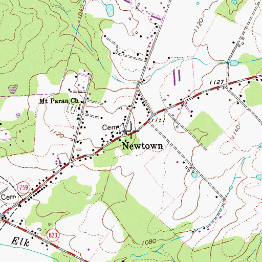 Topographic Map of Newtown, VA