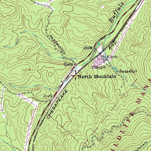 Topographic Map of North Mountain, VA