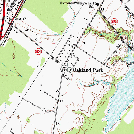 Topographic Map of Oakland Park, VA