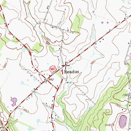 Topographic Map of Readus, VA