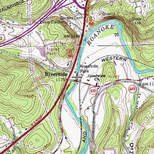 Topographic Map of Riverside, VA