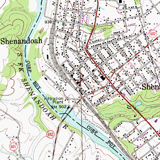 Topographic Map of Shenandoah, VA