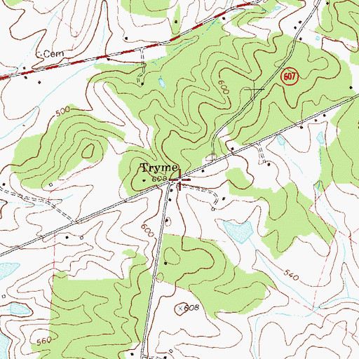Topographic Map of Tryme, VA
