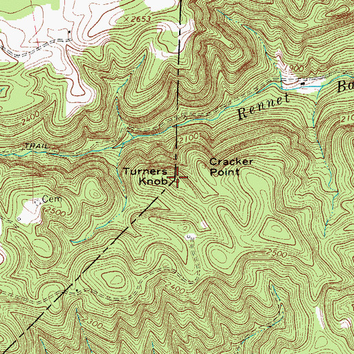 Topographic Map of Turners Knob, VA