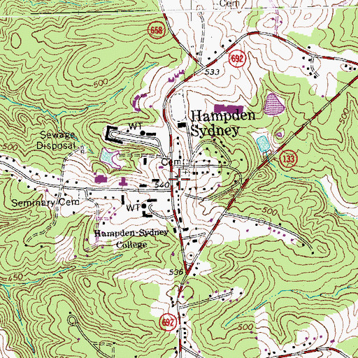 Topographic Map of Atkinson Hall, VA