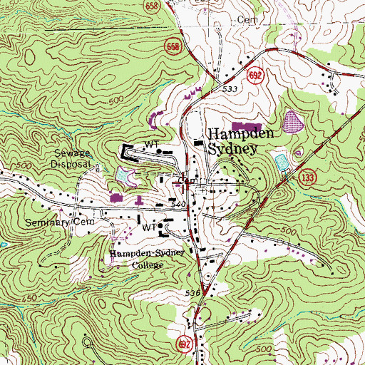 Topographic Map of Graham Hall Student Center, VA