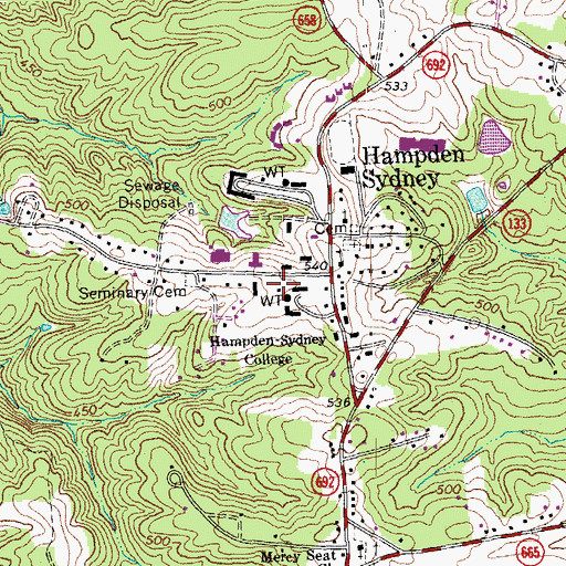 Topographic Map of Middlecourt, VA