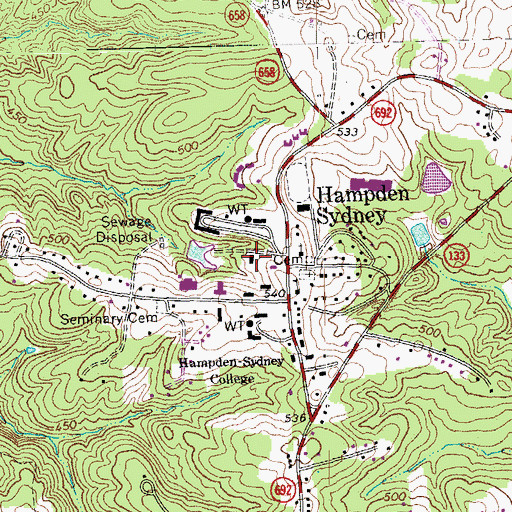 Topographic Map of Morton Hall, VA
