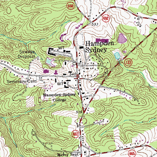 Topographic Map of Penshurst, VA