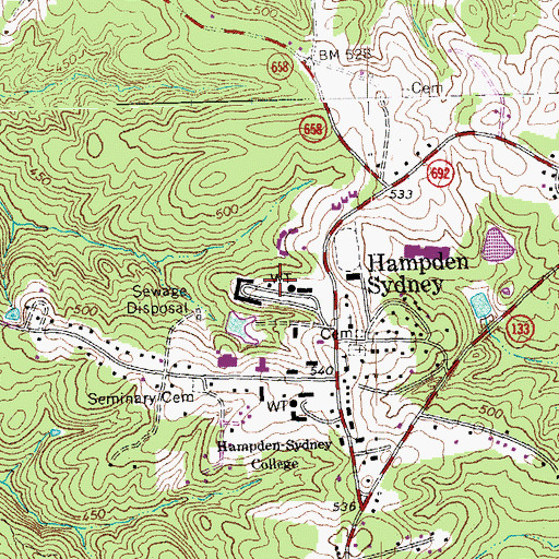 Topographic Map of The Alamo, VA