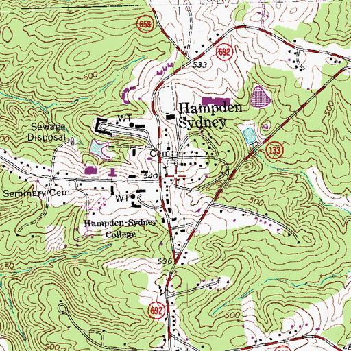 Topographic Map of The Birthplace, VA