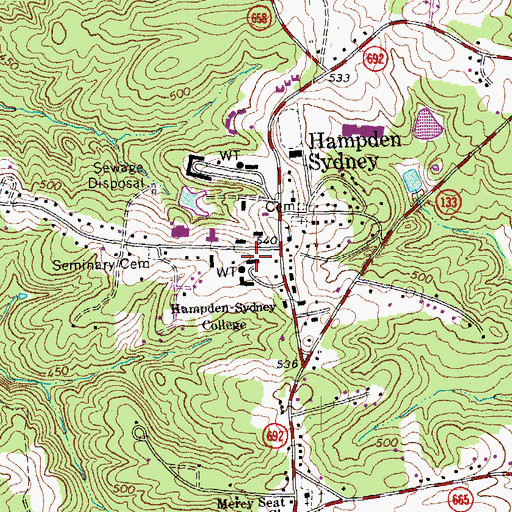 Topographic Map of Venable Hall, VA
